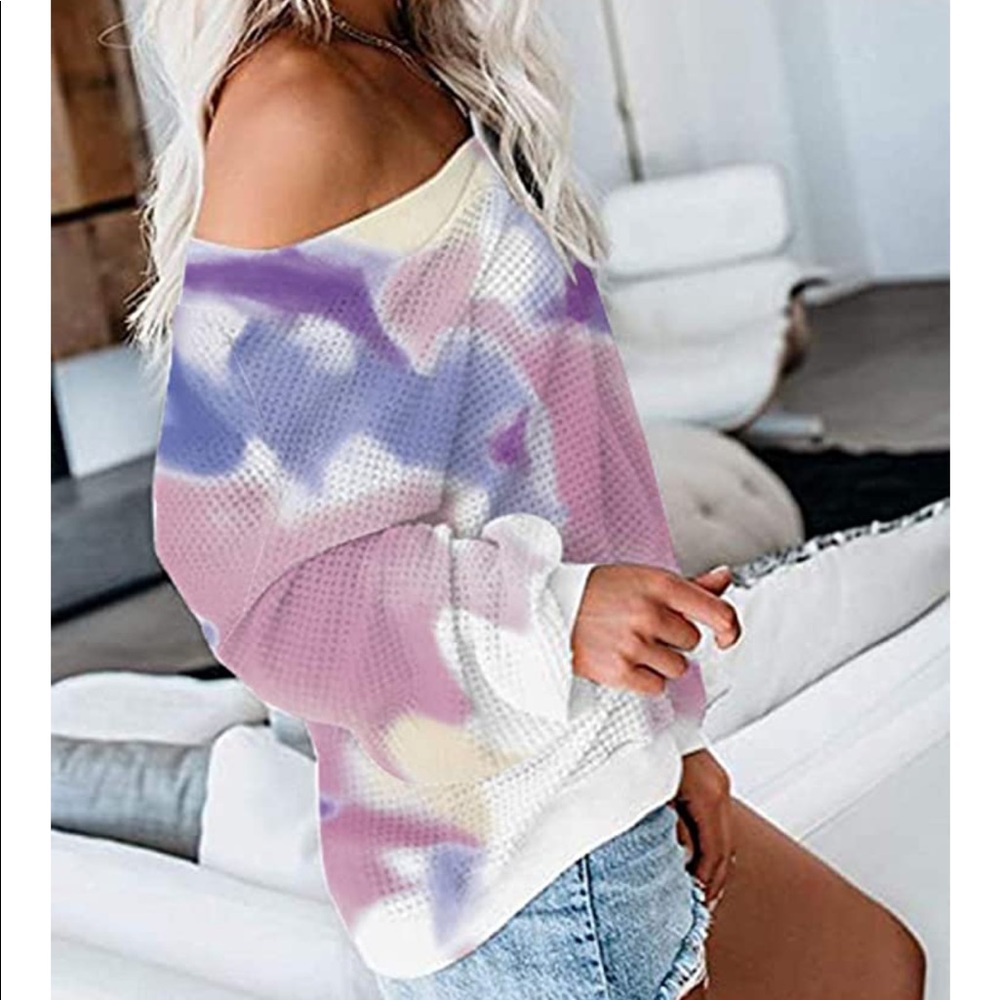 Tie Dye Waffle Knit Sweater - Picture 3 of 3
